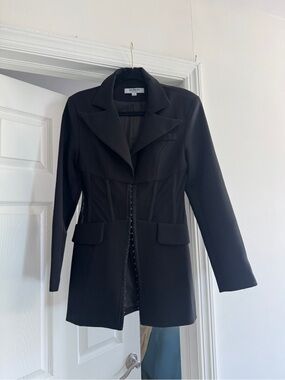 Heiress Beverly Hills Black Hook-and-Eye Blazer Dress S